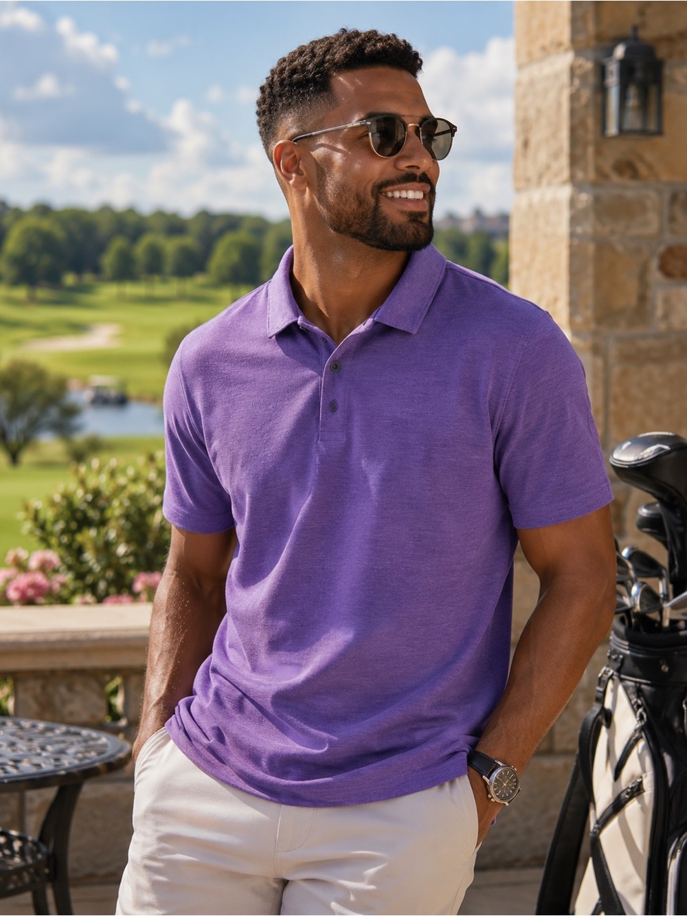 Marc Anthony Men's Heather Purple Polo
